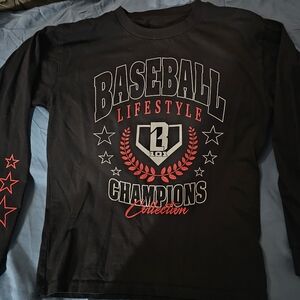 Baseball Lifestyle Champions Collection Kids Long Sleeve Shirt - Black & Red